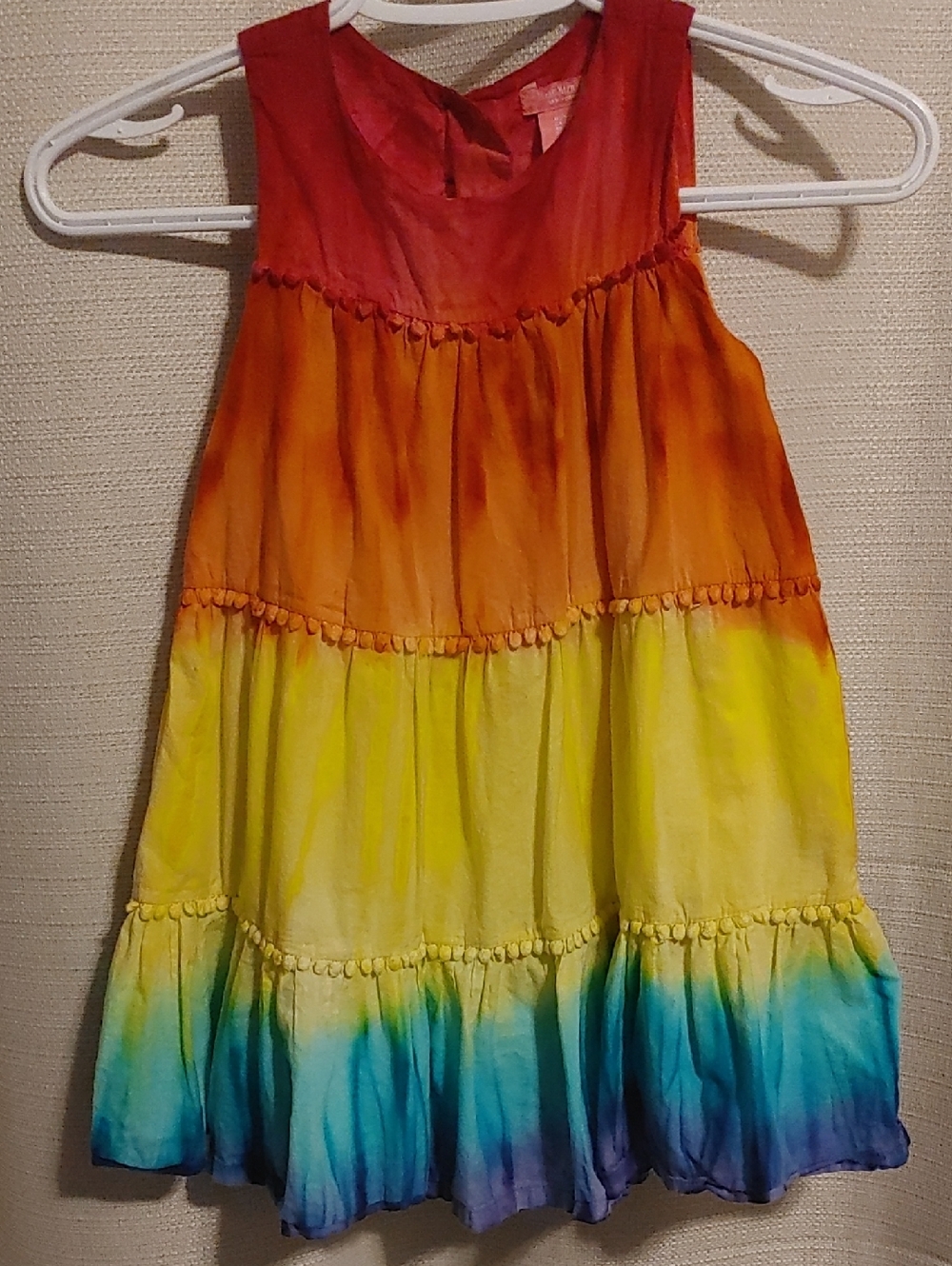(4/$20) Isaac Mizrahi Multicolor Girl's Tie-Dye Dress — Magenta, Orange, Yellow